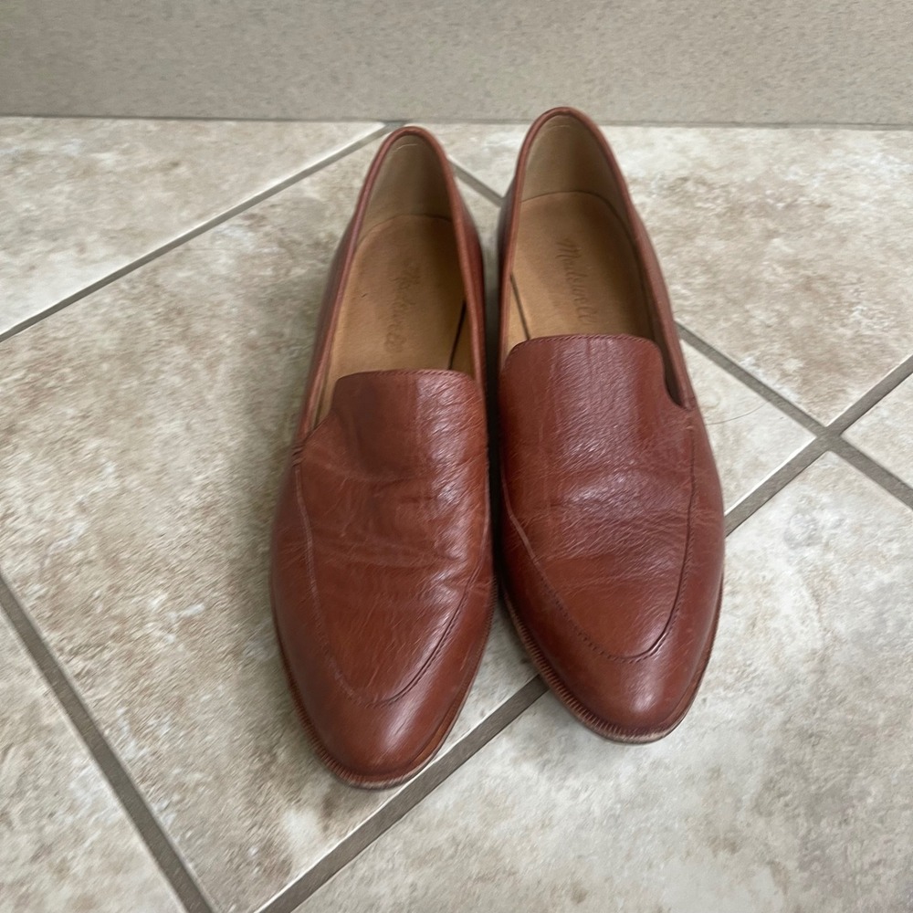 Madewell The Frances Loafer English Saddle Brown Leather Pointed Toe Shoes 8 - Picture 2 of 9